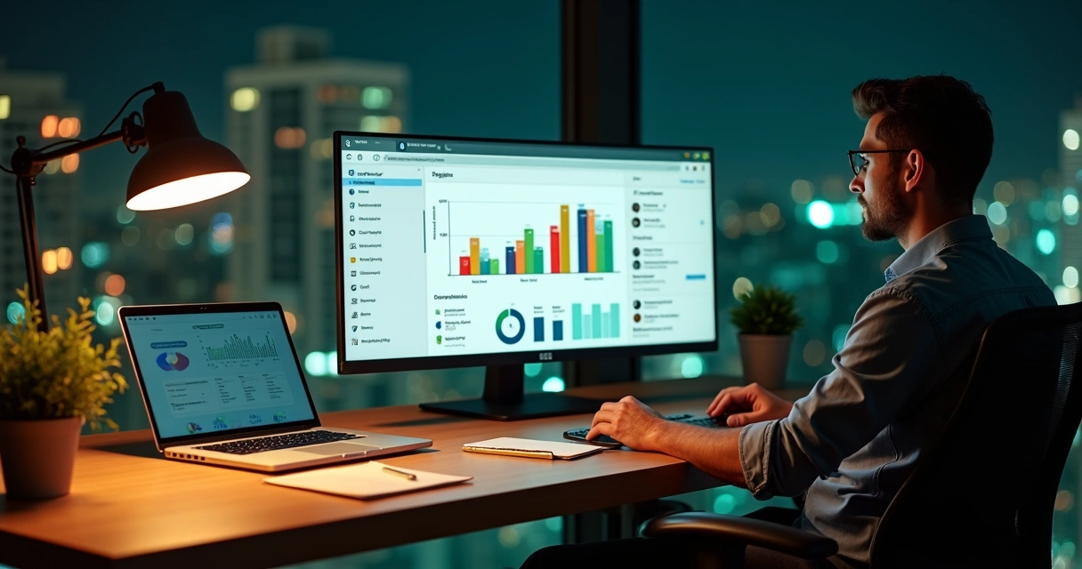 Profesional gestionando ventas de WhatsApp desde Chrome en un escritorio moderno